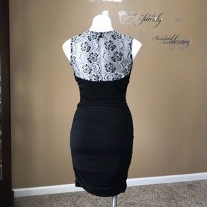 Sexy Black Rouged Dress w/ Lace Back - NWOT